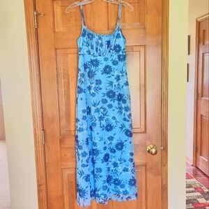 Blue Floral Long Summer Dress